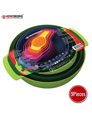 Herzberg Ensemble de bols et tasses à mesurer 9 en 1