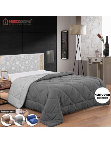 Herzberg Couette En Microfibre Bicolore 140x200cm Bleu