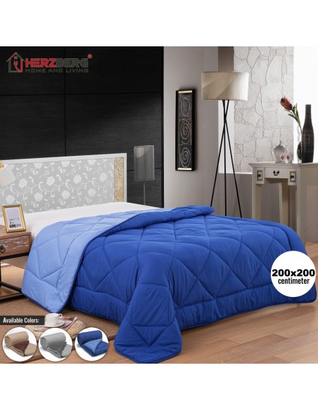 Herzberg HG-2020BCO Couette En Microfibre Bicolore 200x200cm Gris