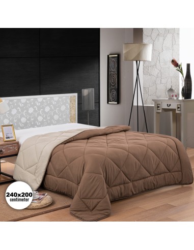 Herzberg HG-2420BCO Couette En Microfibre Bicolore 240x200cm Brun
