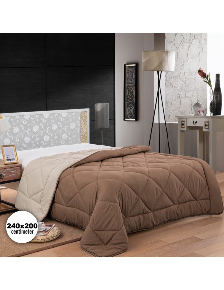 Herzberg HG-2420BCO Couette En Microfibre Bicolore 240x200cm Brun
