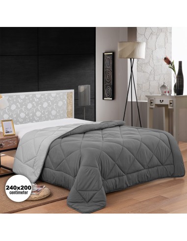 Herzberg HG-2420BCO Couette En Microfibre Bicolore 240x200cm Gris