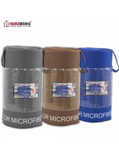 Herzberg HG-2420BCO Couette En Microfibre Bicolore 240x200cm Gris