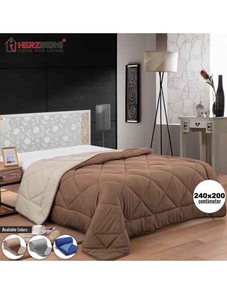 Herzberg HG-2420BCO Couette En Microfibre Bicolore 240x200cm Gris