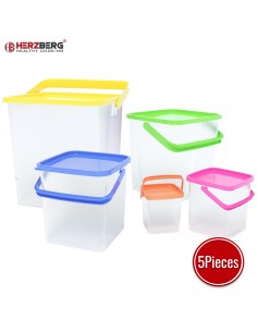 Herzberg Ensemble de contenants cubiques pour aliments 5 en 1 avec poignée 2