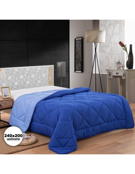 Herzberg HG-2420BCO Couette En Microfibre Bicolore 240x200cm Bleu