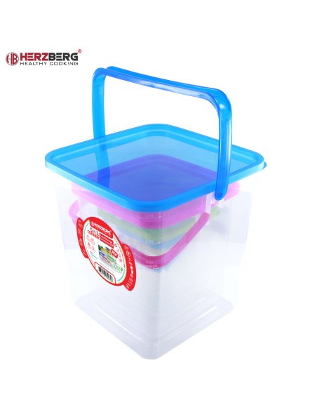 Herzberg Ensemble de contenants cubiques pour aliments 5 en 1 avec poignée