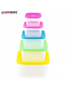 Herzberg Ensemble de contenants carrés pour aliments 5 en 1 2