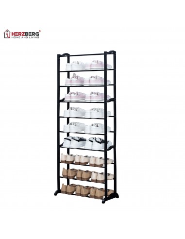 Herzberg HG-8076 Petit Organisateur de Porte-chaussures à 9 Niveaux Noire