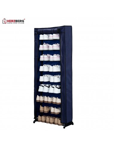 Herzberg HG-8076 Petit Organisateur de Porte-chaussures à 9 Niveaux Bleu