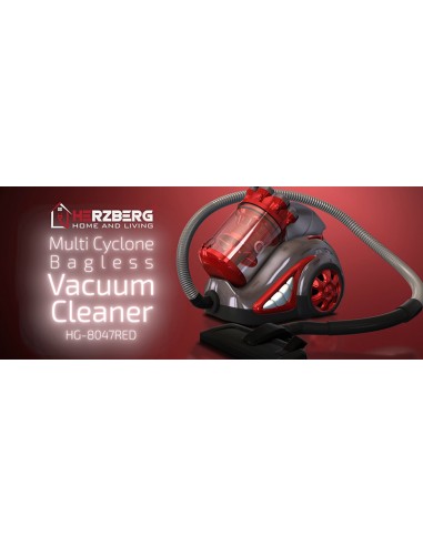 Herzberg HG-8047RED Aspirateur Sans Sac Multi-Cyclone