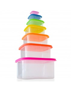 Herzberg Ensemble de contenants carrés pour aliments 7 en 1