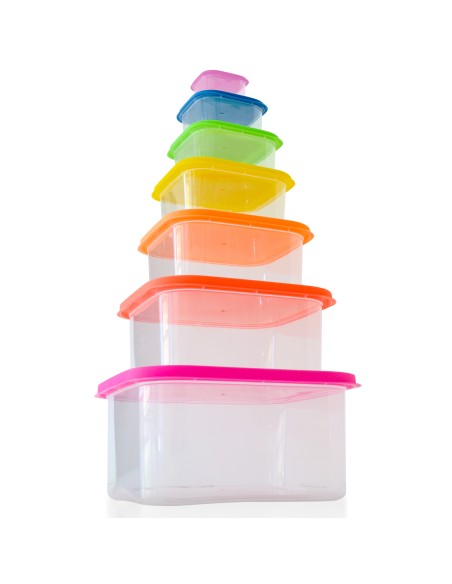 Herzberg Ensemble de contenants carrés pour aliments 7 en 1