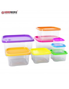 Herzberg Ensemble de contenants carrés 8 en 1 pour aliments 2
