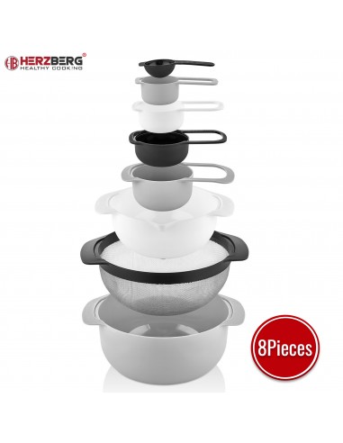 Herzberg Ensemble de bols et tasses à mesurer 8 en 1