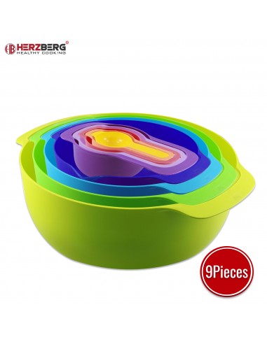 Herzberg Ensemble de bols et tasses à mesurer 9 en 1