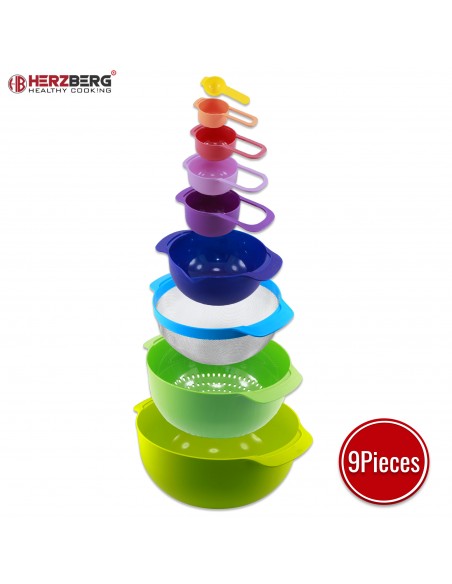 Herzberg Ensemble de bols et tasses à mesurer 9 en 1