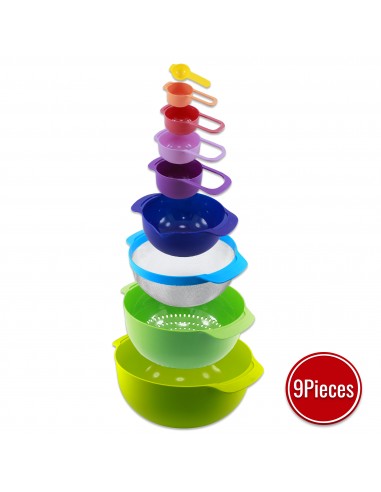 Herzberg Ensemble de bols et tasses à mesurer 9 en 1