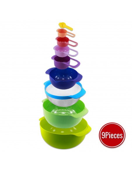 Herzberg Ensemble de bols et tasses à mesurer 9 en 1