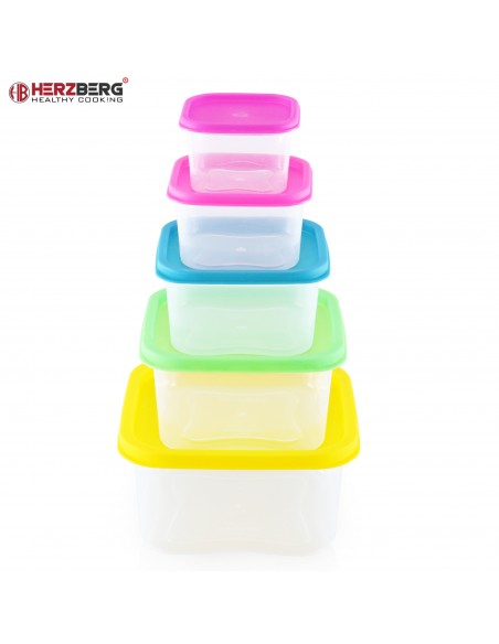 Herzberg HG-SFS5N1 Ensemble de contenants carrés pour aliments 5 en 1