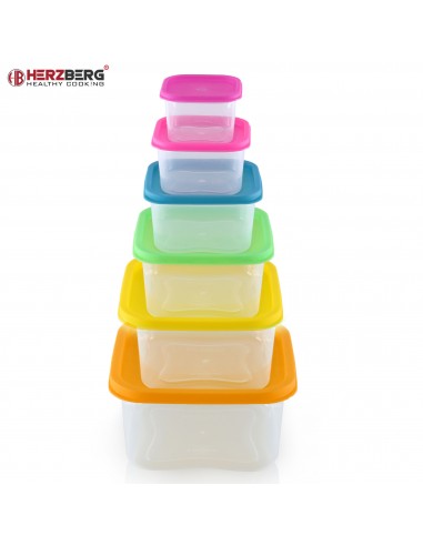 Herzberg Ensemble de contenants carrés 6 en 1 pour aliments