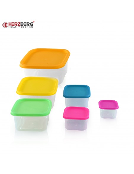 Herzberg Ensemble de contenants carrés 6 en 1 pour aliments