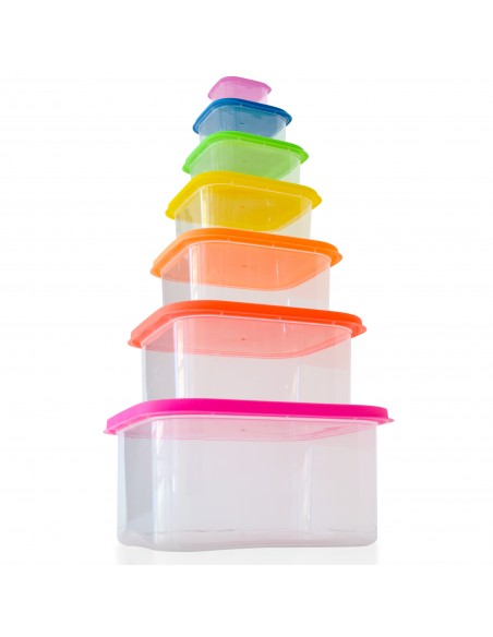 Herzberg Ensemble de contenants carrés pour aliments 7 en 1
