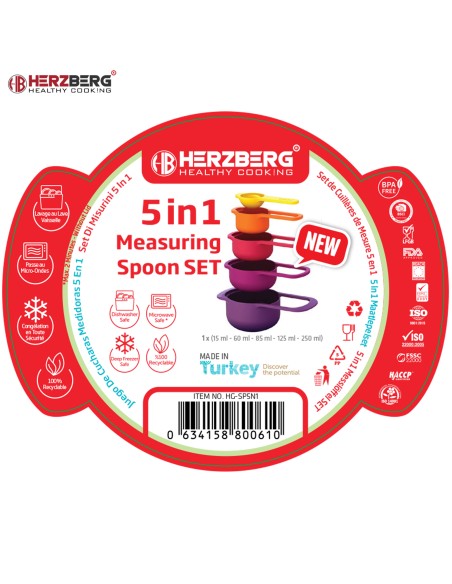 Herzberg Ensemble de cuillères à mesurer 5 en 1