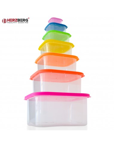 Herzberg Ensemble de contenants carrés pour aliments 7 en 1