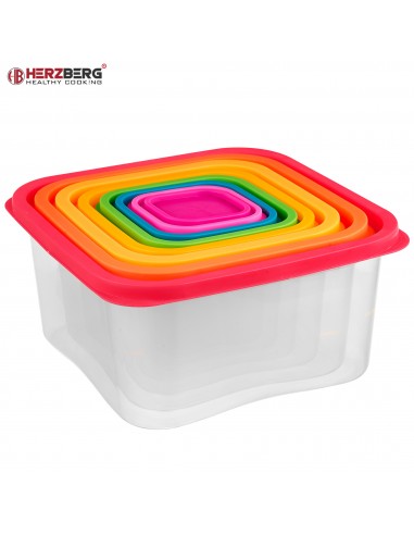 Herzberg Ensemble de contenants carrés 8 en 1 pour aliments