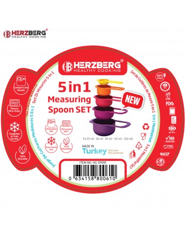 Herzberg HG-SP5N1 Ensemble de cuillères à mesurer 5 en 1