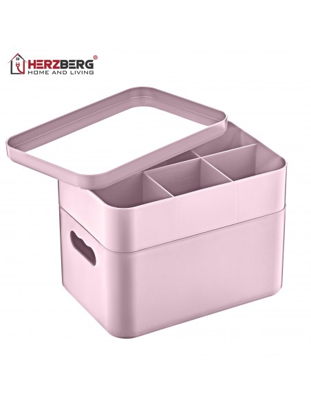 Herzberg HG-OKY676 Boîte de rangement polyvalente à 2 couches Mauve