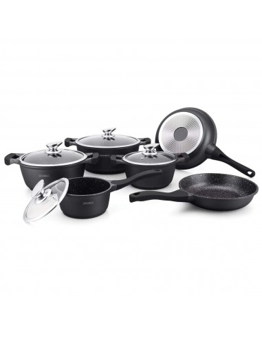 Royalty Line RL-BS1010M Batterie de cuisine 10 pièces à revêtement céramique Noire