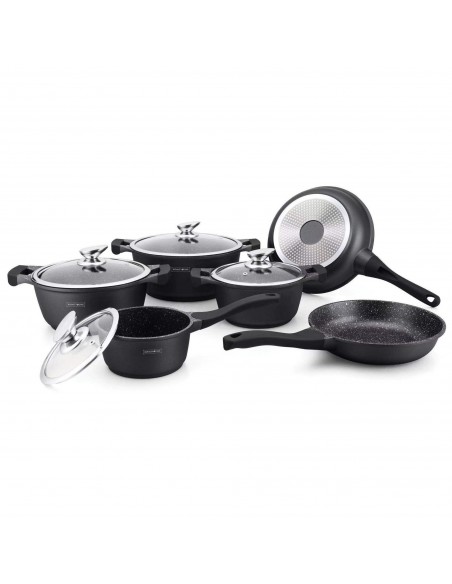Royalty Line RL-BS1010M Batterie de cuisine 10 pièces à revêtement céramique Noire