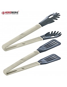Herzberg Cooking Pince à vaisselle 2 en 1 en nylon gris 2