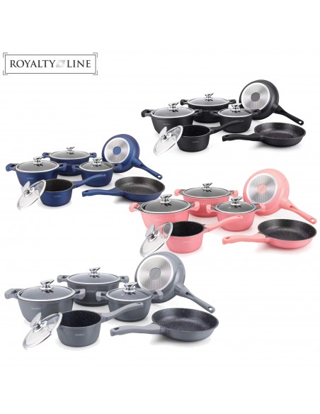Royalty Line RL-BS1010M Batterie de cuisine 10 pièces à revêtement céramique Rouge/Noir