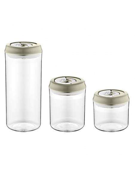 HerzbergEnsemble de pots de stockage sous vide Gris