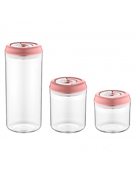 HerzbergEnsemble de pots de stockage sous vide Rose