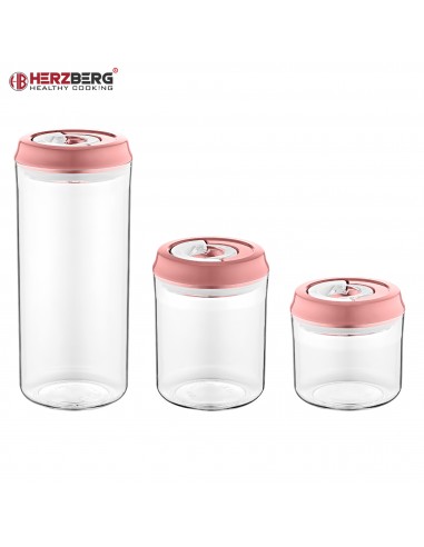 HerzbergEnsemble de pots de stockage sous vide Rose