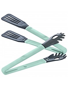 Herzberg Cooking Pince à vaisselle 2 en 1 en nylon bleu