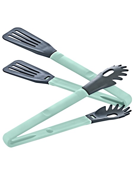 Herzberg Cooking Pince à vaisselle 2 en 1 en nylon bleu