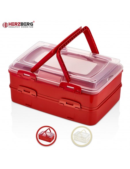 Herzberg Boîte de transport de pâtisseries à emporter en duplex Rouge