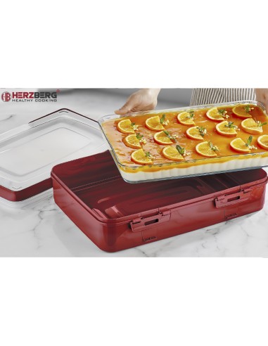 Herzberg Boîte de transport de pâtisseries à emporter à un niveau Rouge