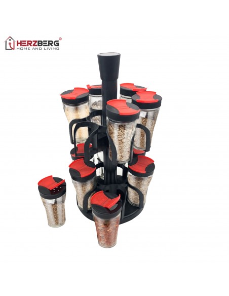 Herzberg Étagère à épices avec 12 bocaux en verre