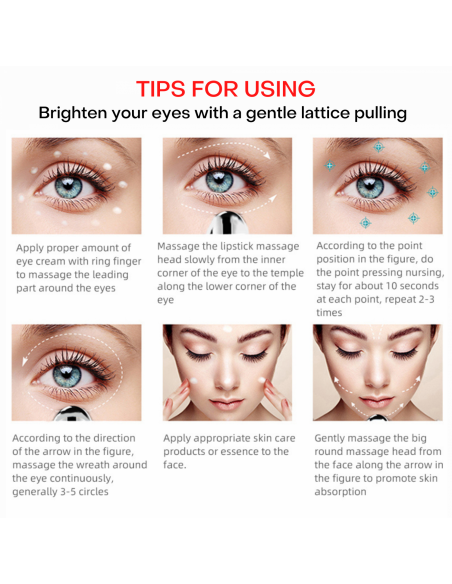 Cenocco Beauty Masseur facial magnétique à micro-vibrations avec LED