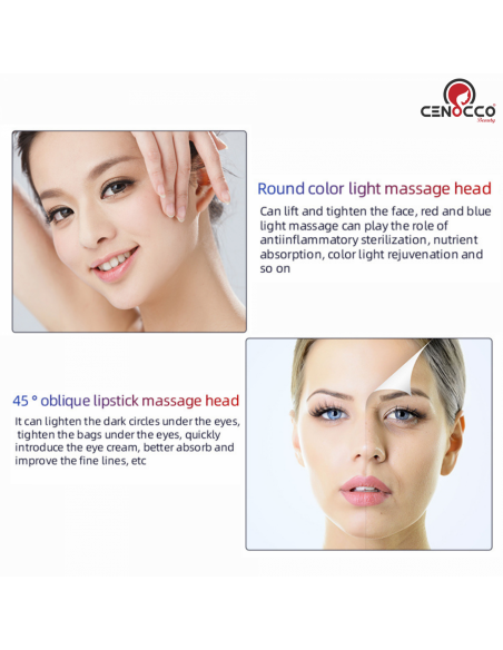Cenocco Beauty Masseur facial magnétique à micro-vibrations avec LED