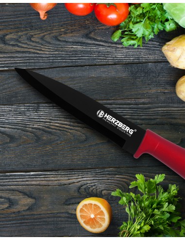 HerzbergEnsemble de 8 couteaux avec support en acrylique Rouge