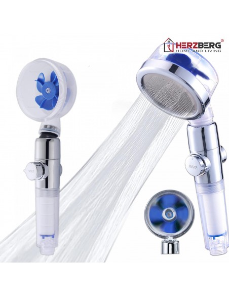 Herzberg Pomme de douche Turbo Charger Matte Blue