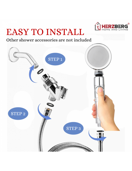 Herzberg Pomme de douche Turbo Charger Matte Blue