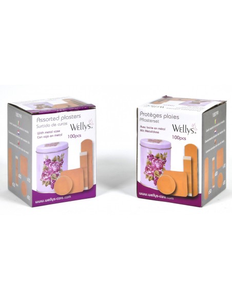 Wellys 100 Pièces de pansement pour plaie dans une boîte en métal